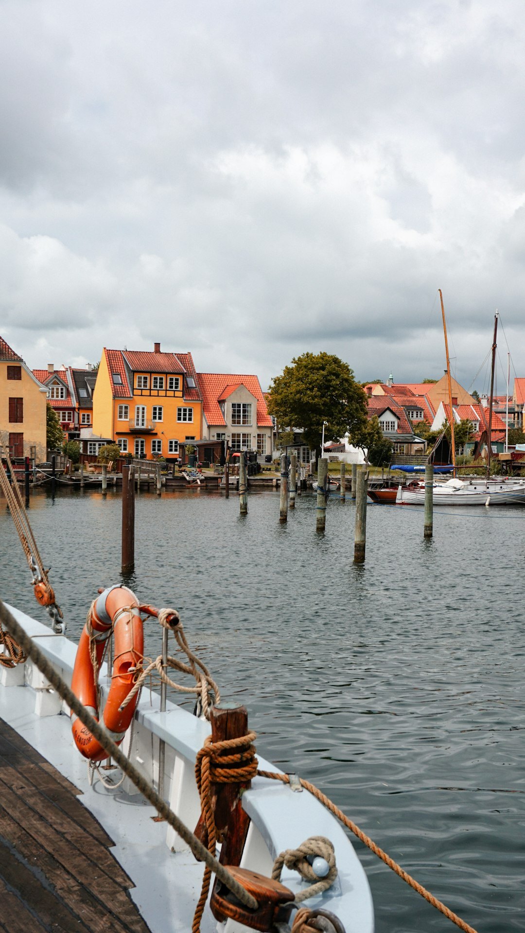 Small fishing village in Jutland with wooden boats